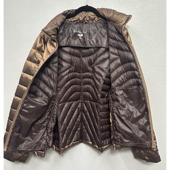 Bernardo Down Puffer Coat Womens XL Metallic Brown Gold Lightweight Outdoor - Picture 3 of 8